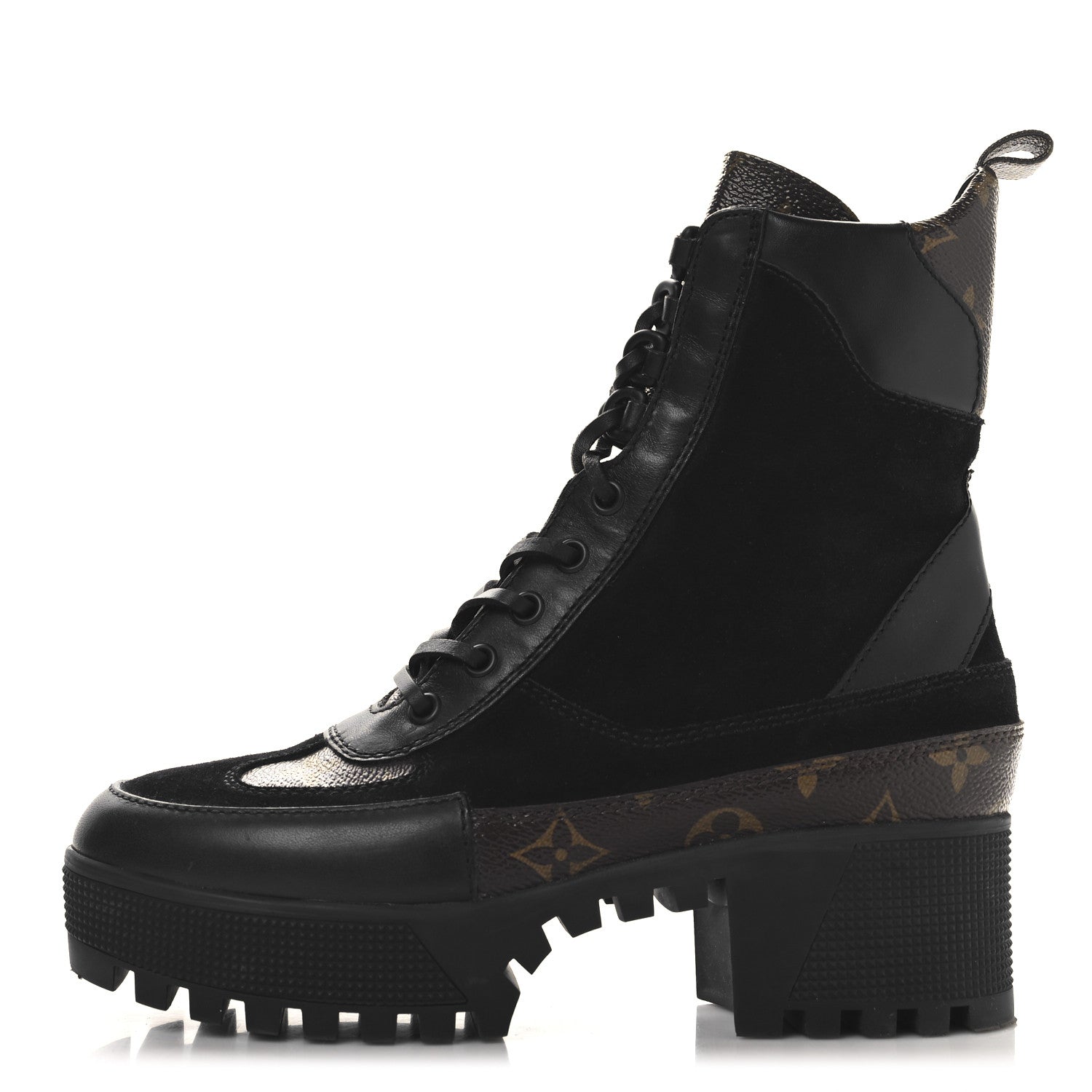 Louis Vuitton Suede Calfskin Monogram Laureate Platform Desert Boots 37 Black 1 of 10