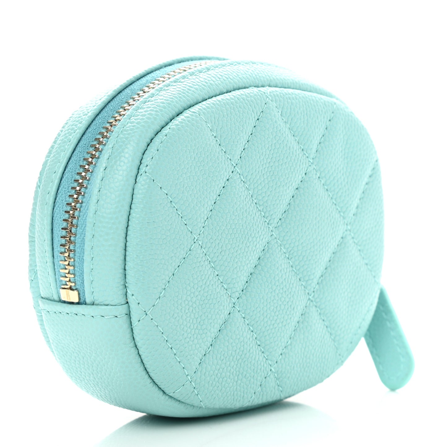 Caviar Quilted Zip Around Classic Coin Purse Light Blue