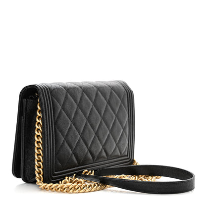 Chanel Caviar Quilted Boy Wallet On Chain WOC Black 3 of 14