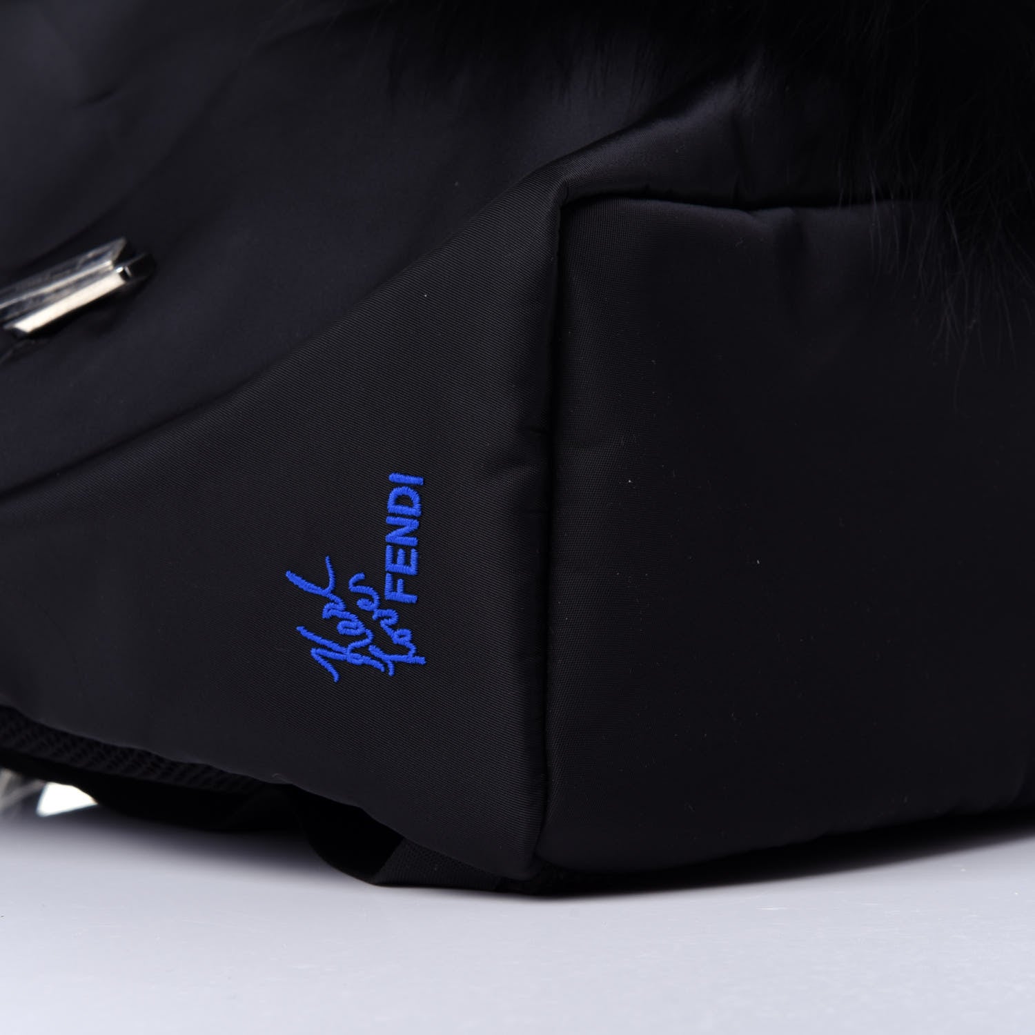 Fendi Nylon Vitello Century Mink Fox Goat Fur Studded Karlito Backpack Black Multicolor 8 of 10