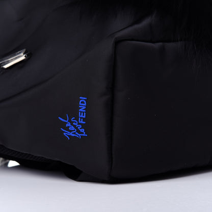 Fendi Nylon Vitello Century Mink Fox Goat Fur Studded Karlito Backpack Black Multicolor 8 of 10