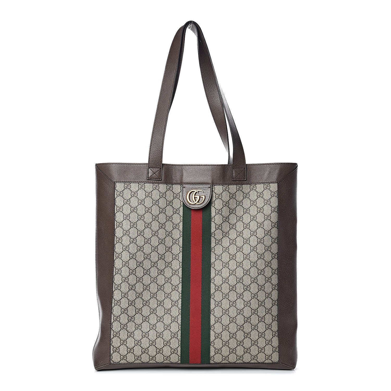 Gucci GG Supreme Monogram Web Large Ophidia Vertical Shopping Tote Brown 1 of 11