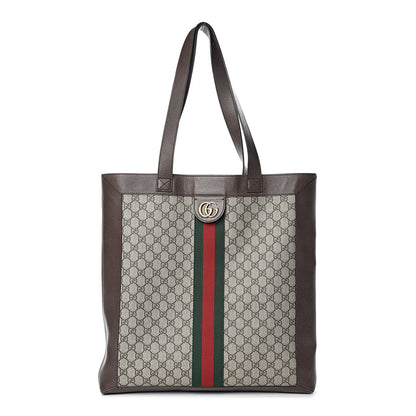 Gucci GG Supreme Monogram Web Large Ophidia Vertical Shopping Tote Brown 1 of 11
