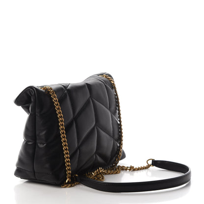 Saint Laurent Lambskin Quilted Toy Loulou Puffer Monogram Chain Satchel Black 2 of 7