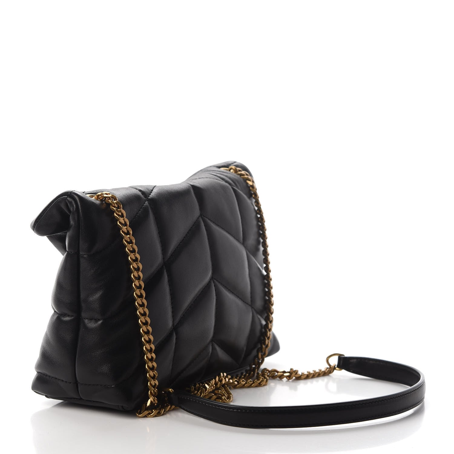 Saint Laurent Lambskin Quilted Toy Loulou Puffer Monogram Chain Satchel Black 2 of 7