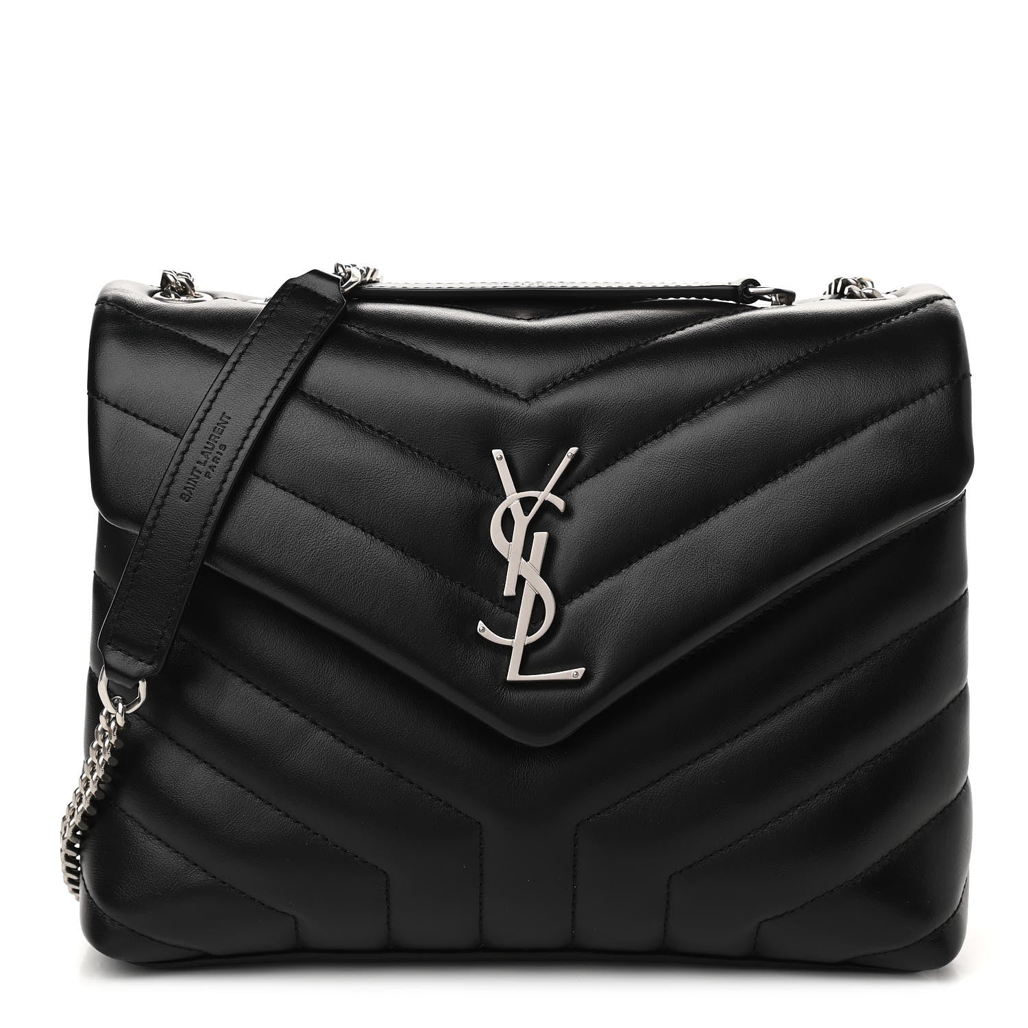 Saint Laurent Calfskin Y Quilted Monogram Small Loulou Chain Satchel Black 1 of 10