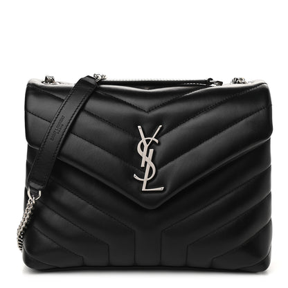 Saint Laurent Calfskin Y Quilted Monogram Small Loulou Chain Satchel Black 1 of 10