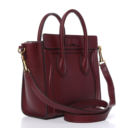 Celine Smooth Calfskin Goatskin Nano Luggage Burgundy 3 of 10