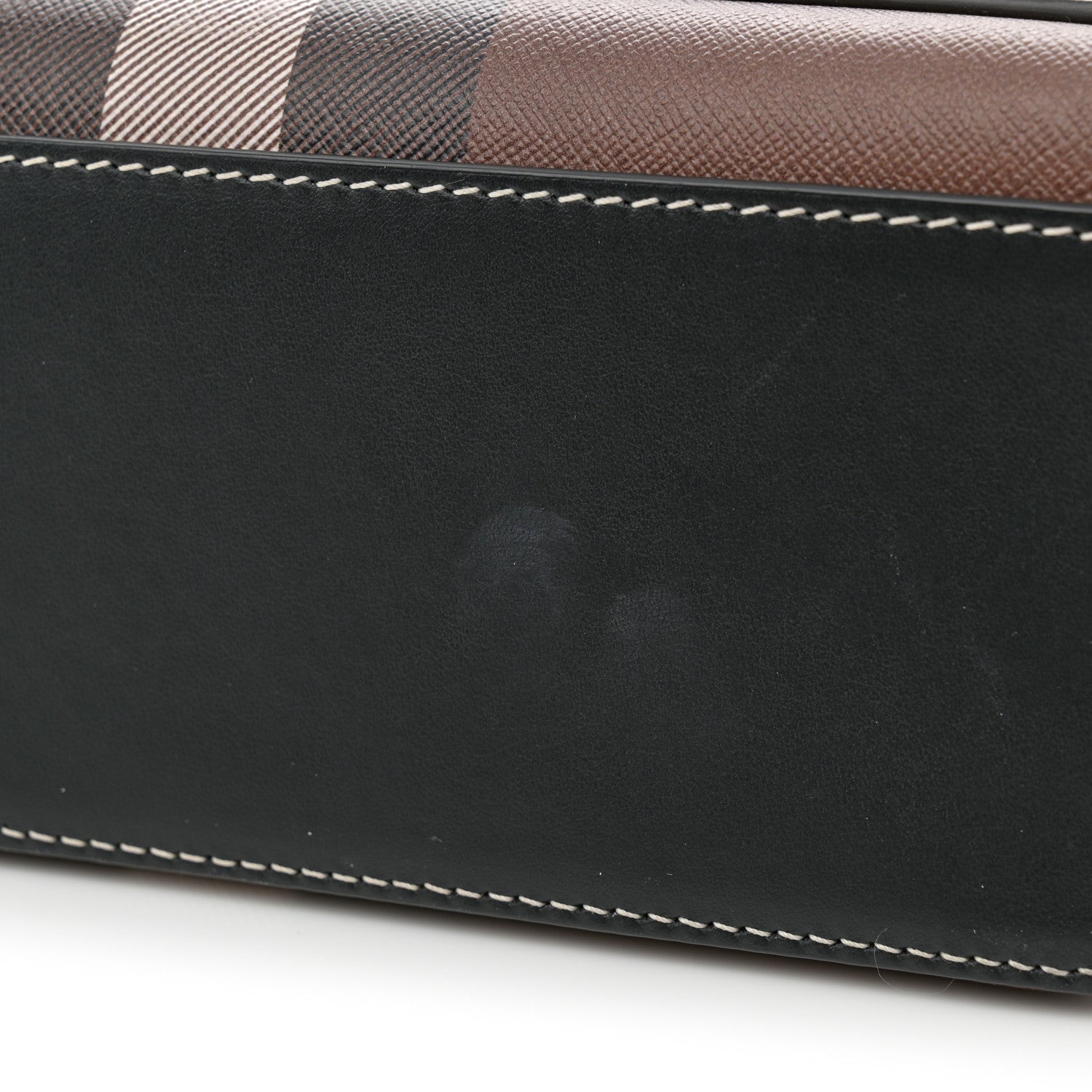 Burberry Calfskin Giant Check E-Canvas Note Crossbody Bag Dark Birch Brown 12 of 13