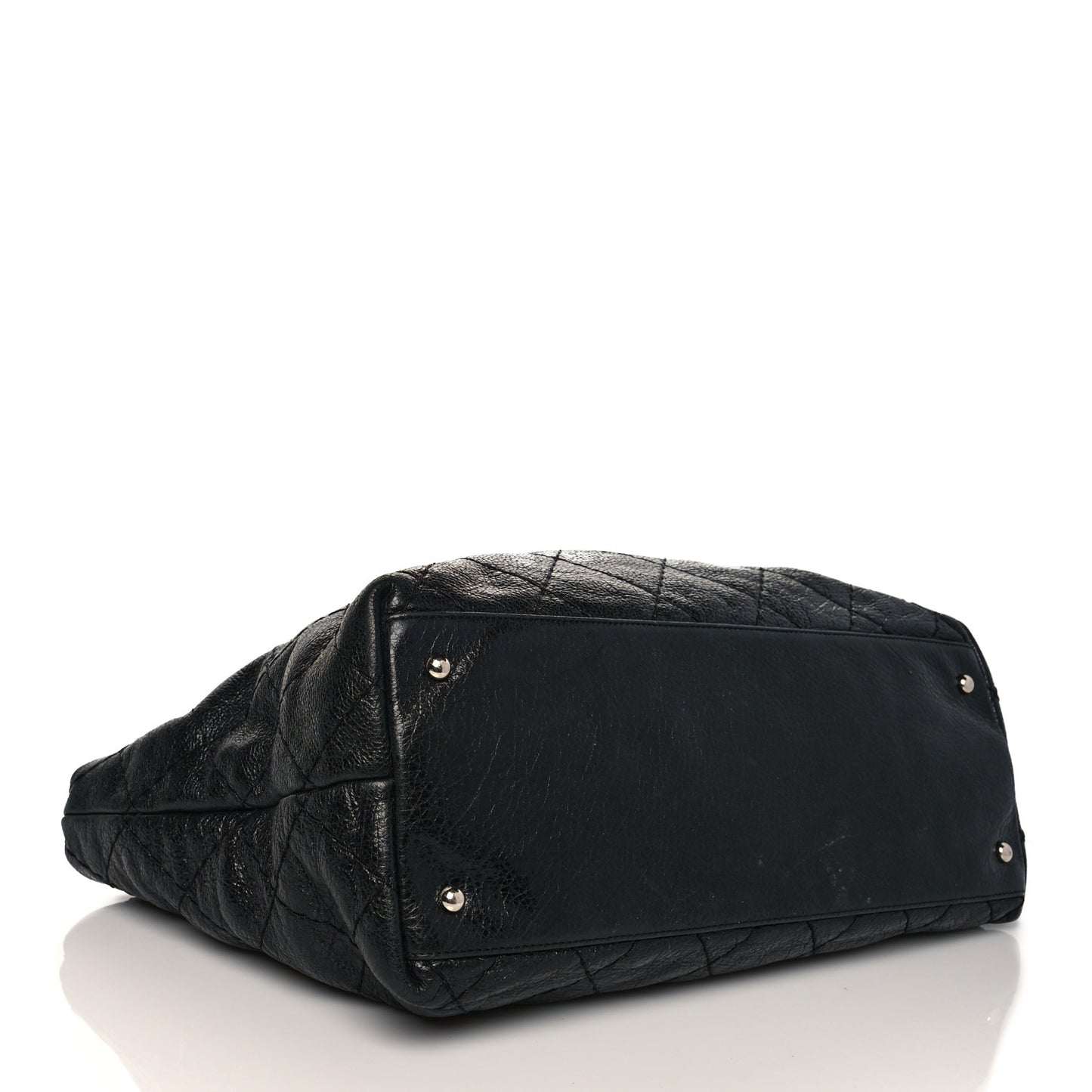 Glazed Calfskin Large On The Road Tote Black