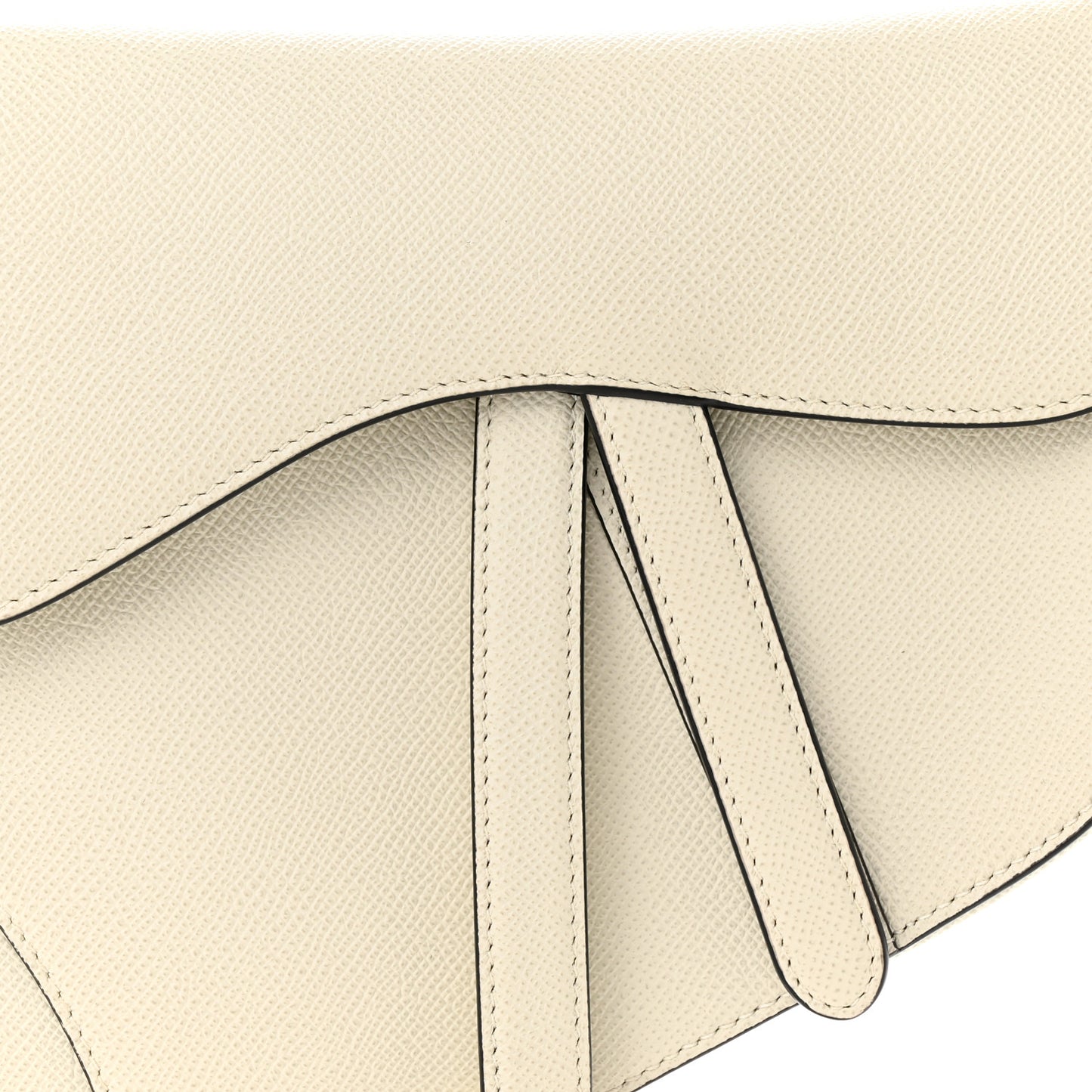 Grained Calfskin Saddle Bag White