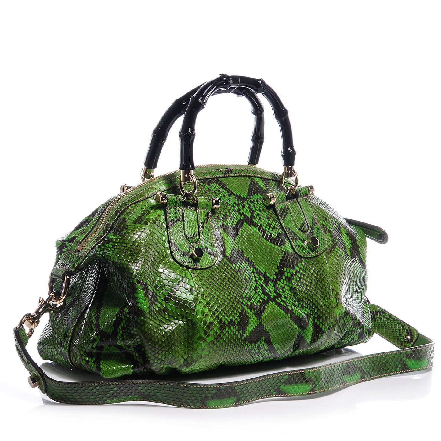 Python Pop Bamboo Top Handle Bag Green