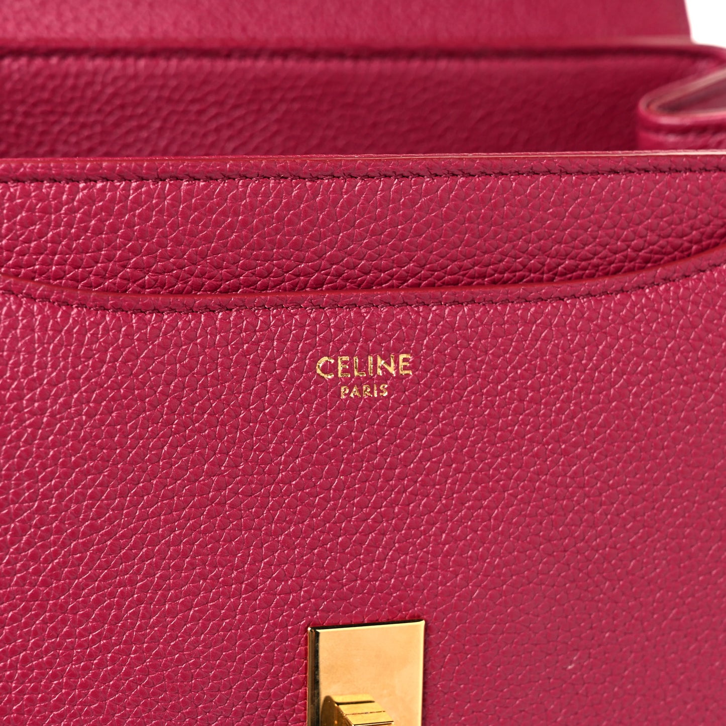 Grained Calfskin Small 16 Top Handle Bag Rasberry