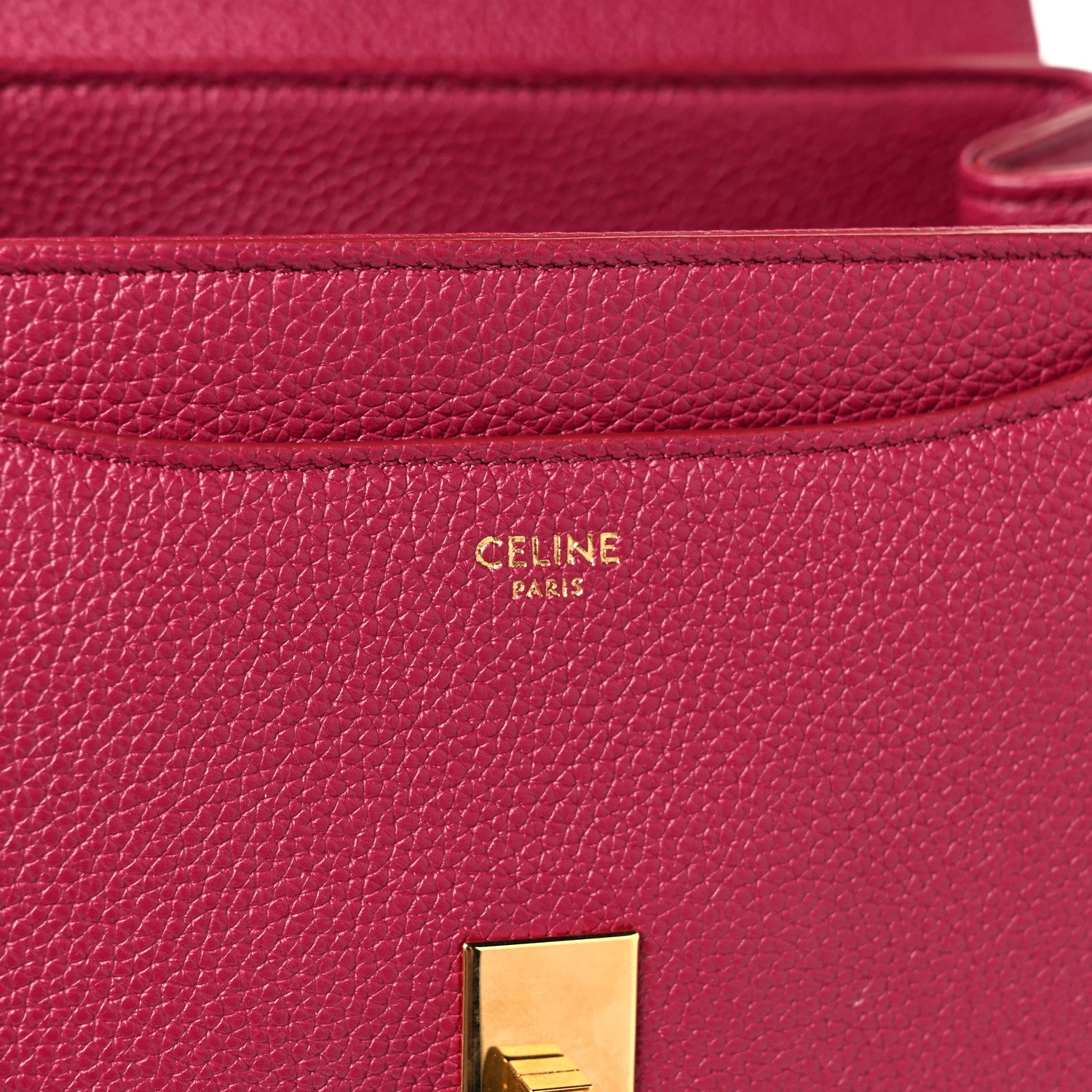 Celine Grained Calfskin Small 16 Top Handle Bag Rasberry 6 of 16