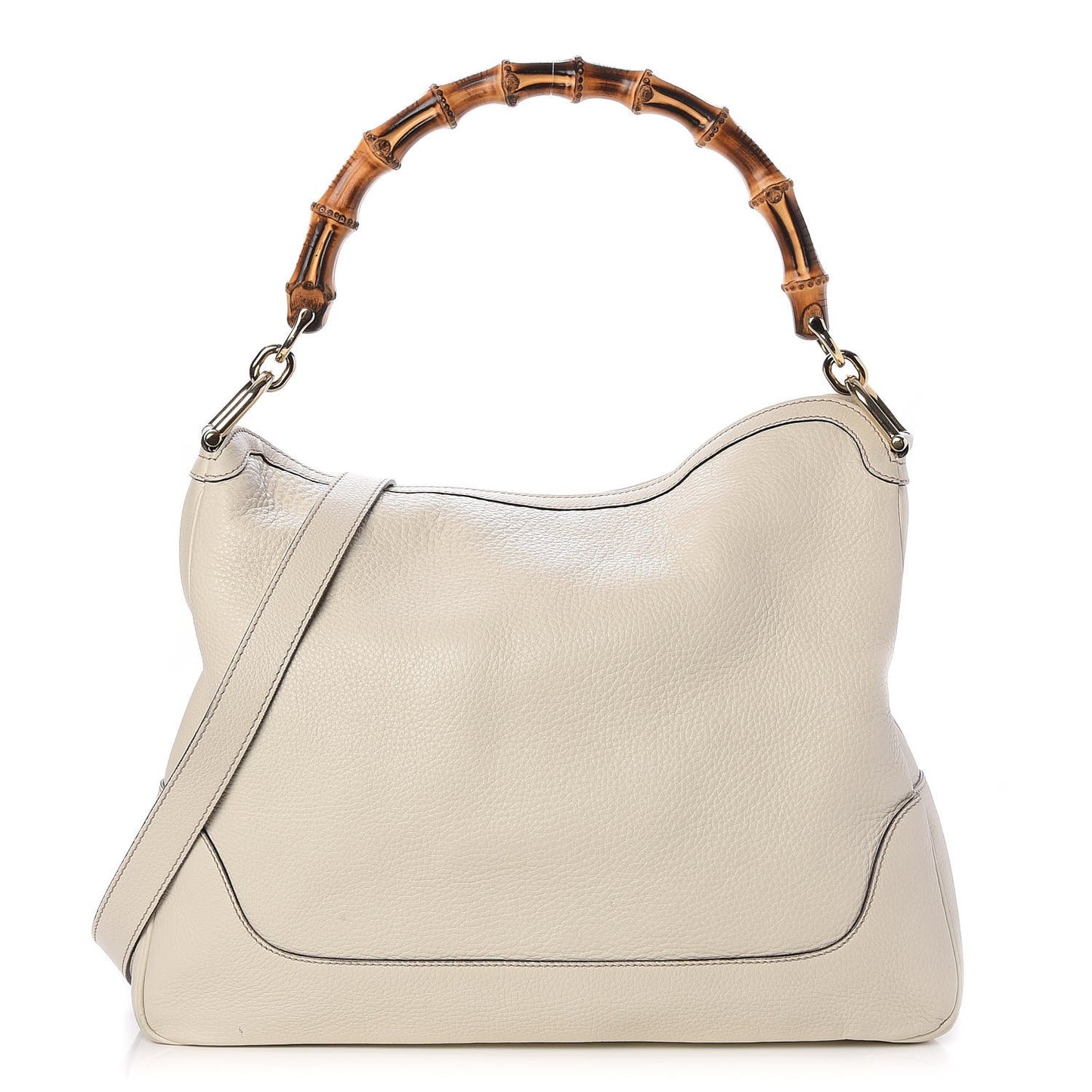 Pebbled Calfskin Medium Diana Bamboo Shoulder Bag Off White