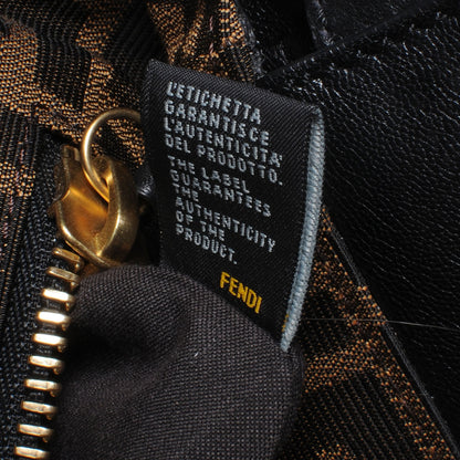 Fendi Goatskin Zucca Medium Peekaboo Iconic Satchel Black Tobacco 9 of 9