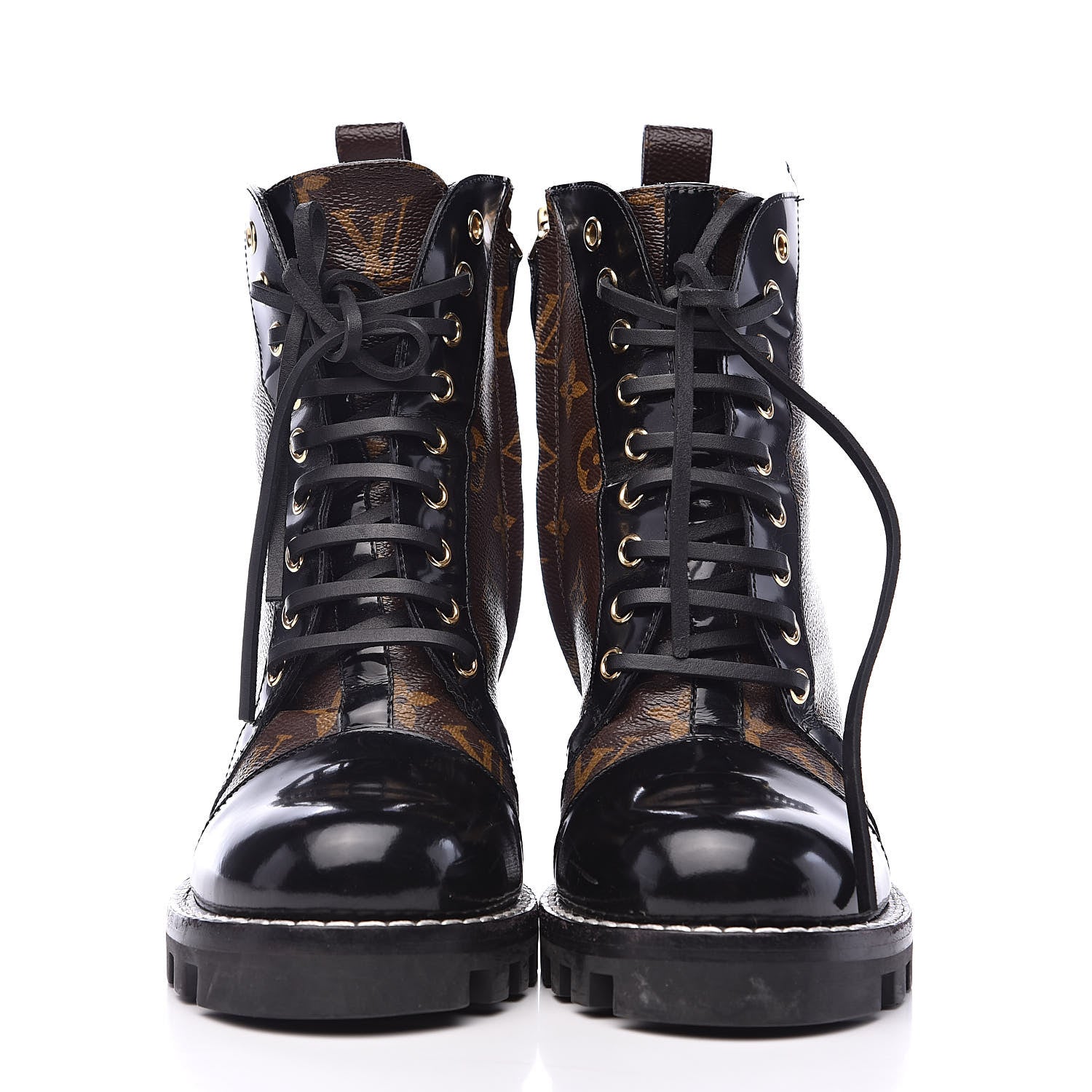 Louis Vuitton Patent Calfskin Monogram Star Trail Ankle Boots 38 Black 2 of 11