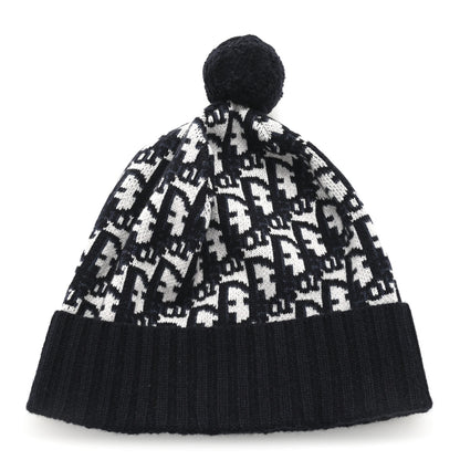 Christian Dior Cashmere Oblique PomPom Beanie Navy Blue 1 of 6