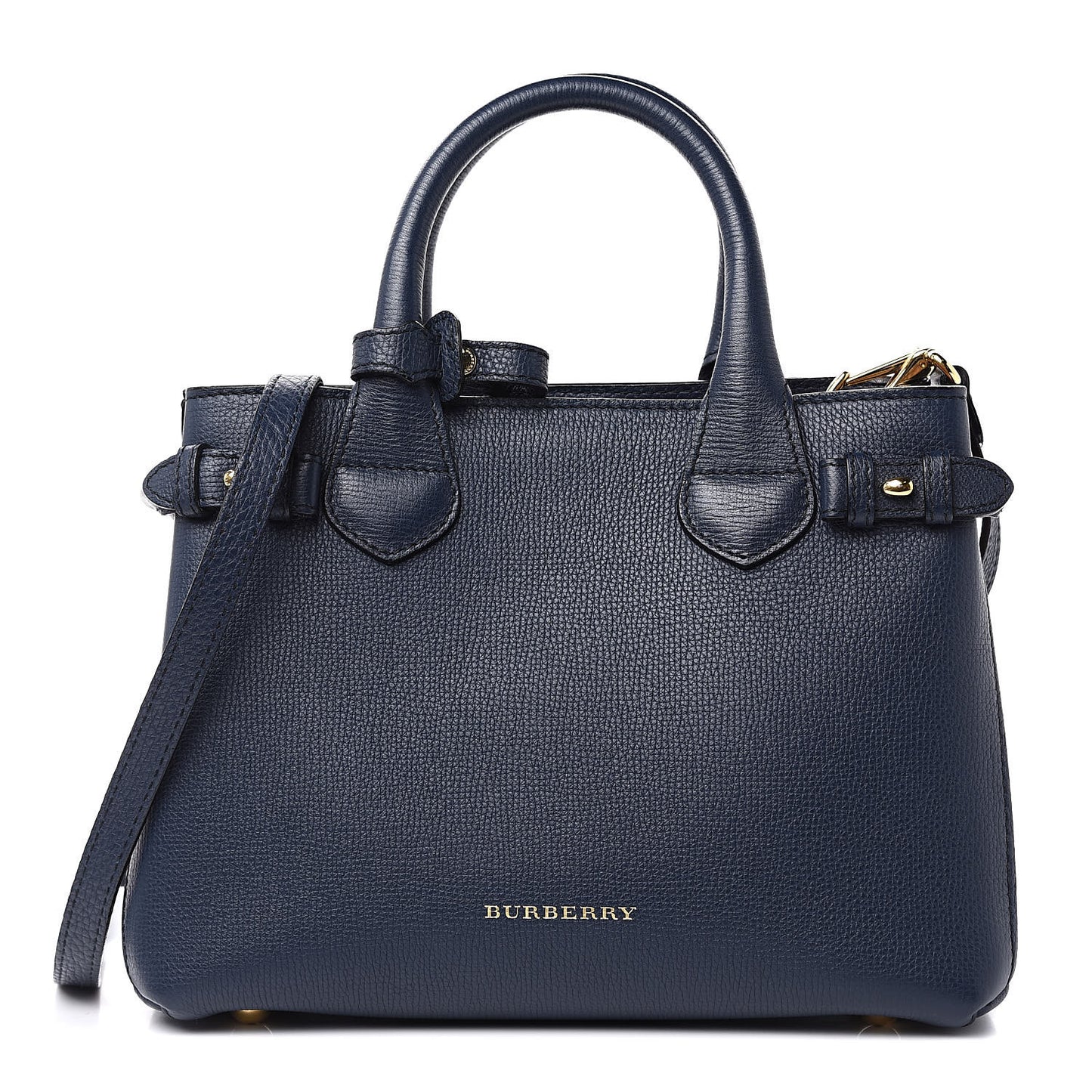 Grainy Calfskin House Check Small Banner Tote Midnight Blue