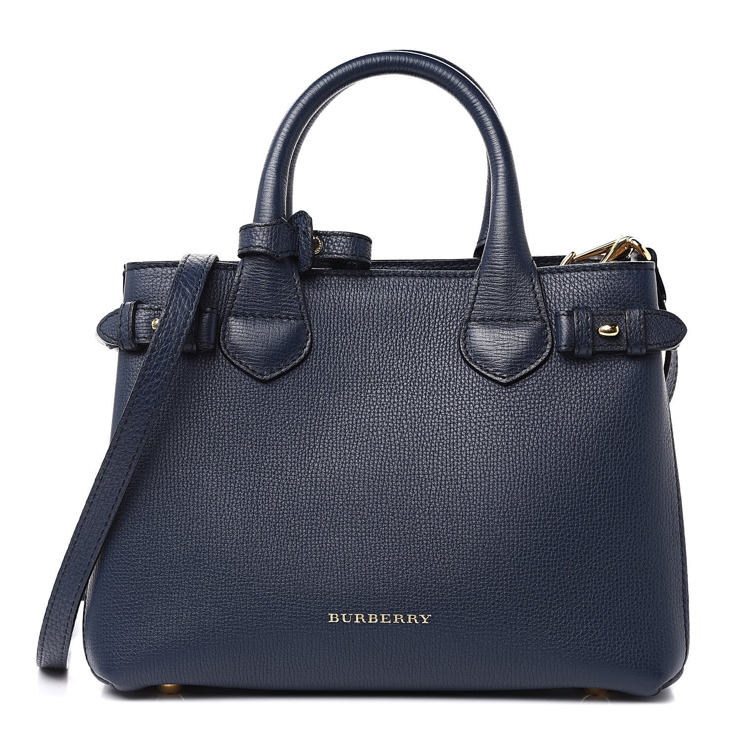 Burberry Grainy Calfskin House Check Small Banner Tote Midnight Blue 1 of 13