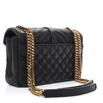 Saint Laurent Calfskin Mixed Matelasse Triquilt Medium College Bag Black 2 of 12