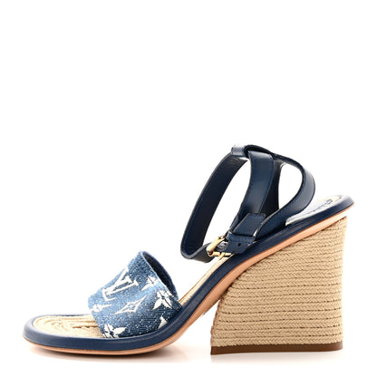 Louis Vuitton Monogram Denim Maia Wedge Sandal 36.5 1 of 11
