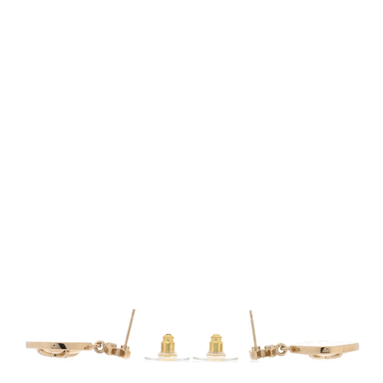Chanel Crystal CC Drop Earrings Gold 3 of 4