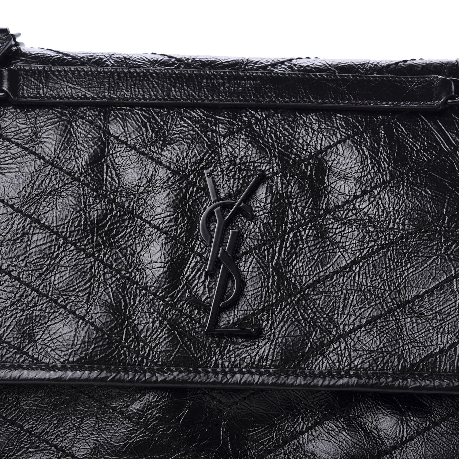 Saint Laurent Crinkled Calfskin Matelasse Monogram Medium Niki Chain Satchel Black 10 of 10