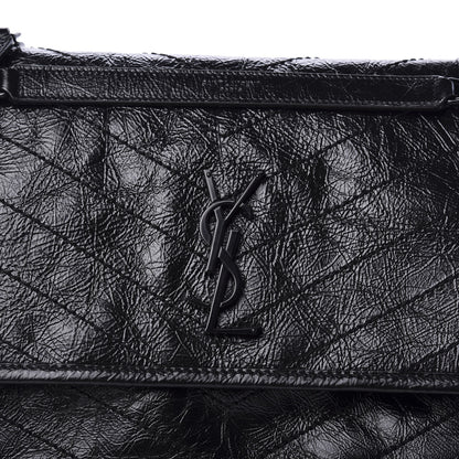 Saint Laurent Crinkled Calfskin Matelasse Monogram Medium Niki Chain Satchel Black 10 of 10