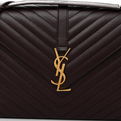 Saint Laurent Grain De Poudre Matelasse Chevron Large Monogram Satchel Rouge Legion 7 of 9