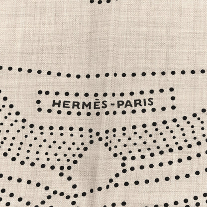 Hermes Cashmere Silk Brandebourgs Points Shawl 140 Naturel Black Vermillon 2 of 5