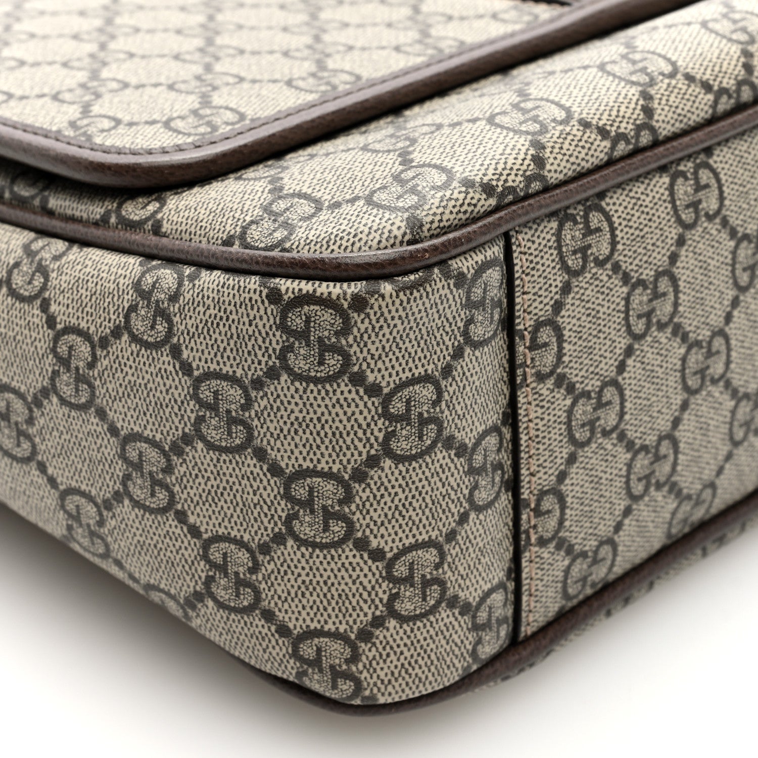 Gucci Tender GG Supreme Monogram Textured Dollar Calfskin Ophidia Messenger Bag Beige Ebony Dark Brown 8 of 9