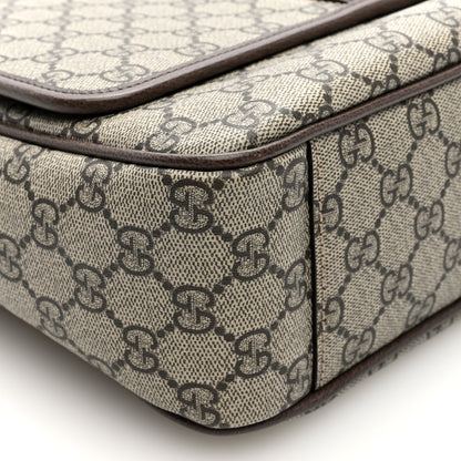 Gucci Tender GG Supreme Monogram Textured Dollar Calfskin Ophidia Messenger Bag Beige Ebony Dark Brown 8 of 9