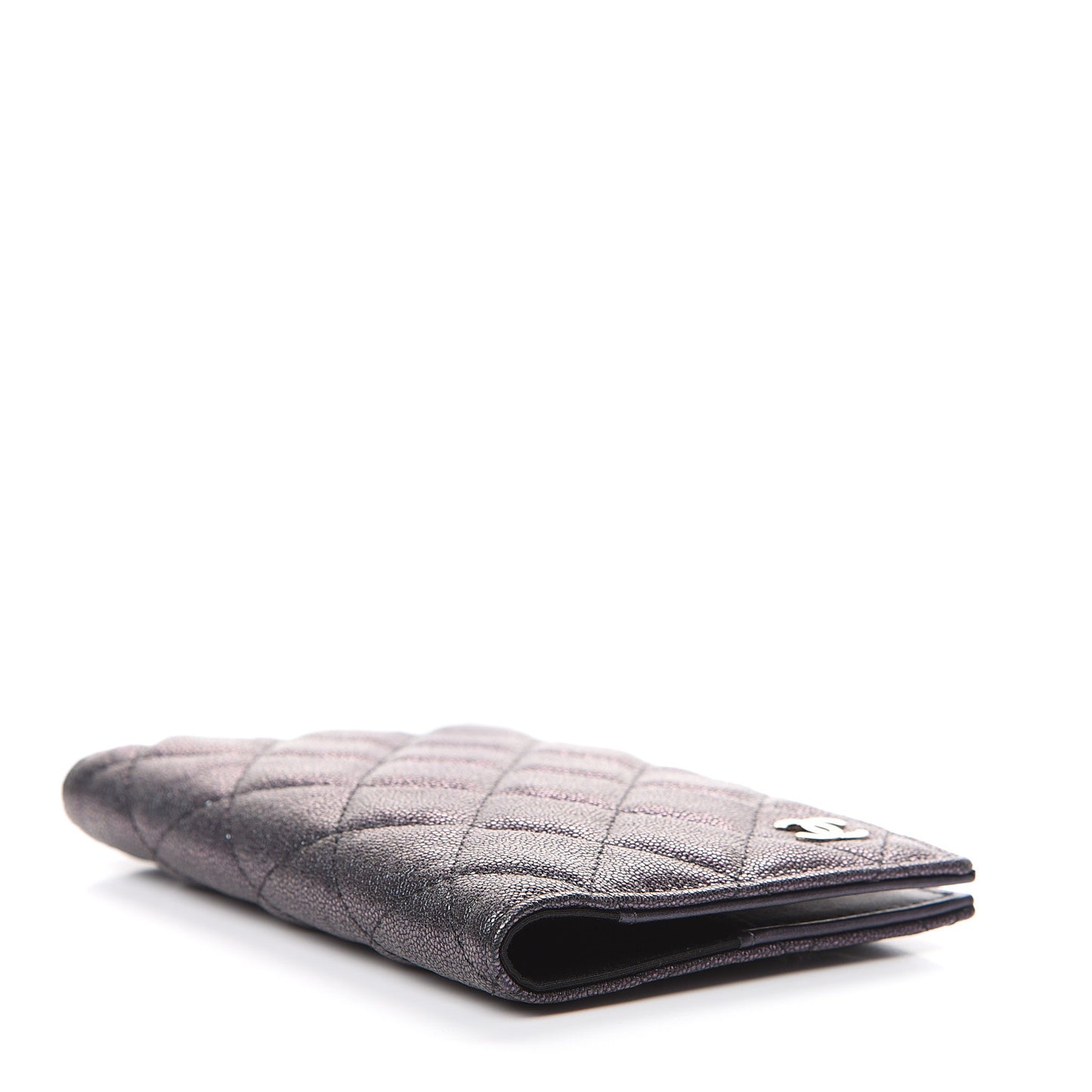 Iridescent Caviar Quilted Passport Holder Black