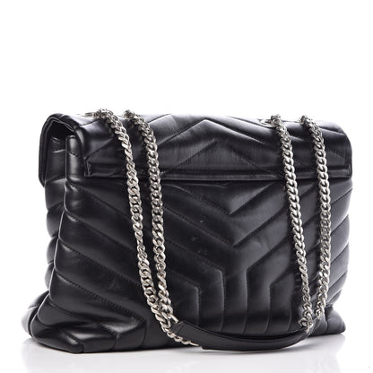 Saint Laurent Calfskin Y Quilted Monogram Medium Loulou Chain Satchel Black 3 of 14