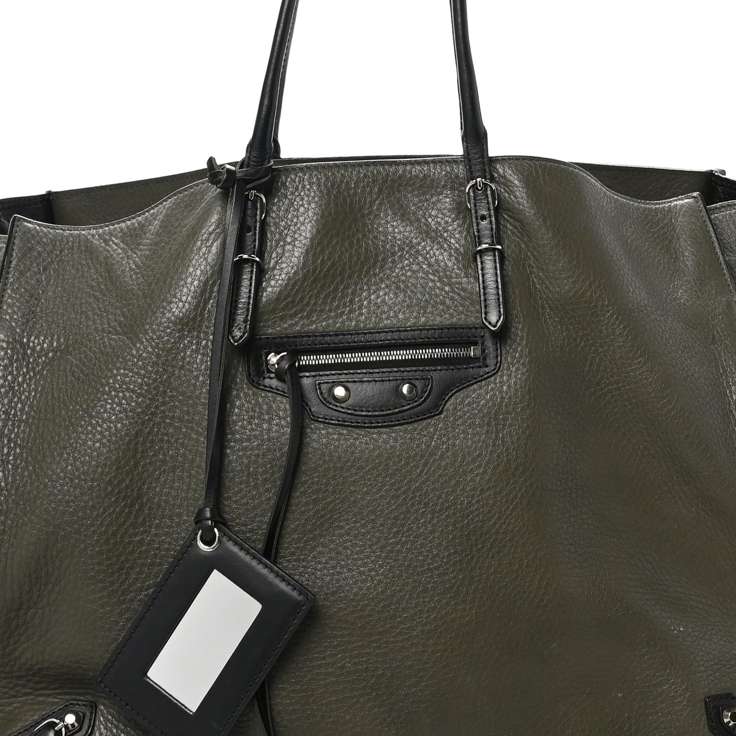 Supple Calfskin Papier A4 Zip Around Tote Green Black