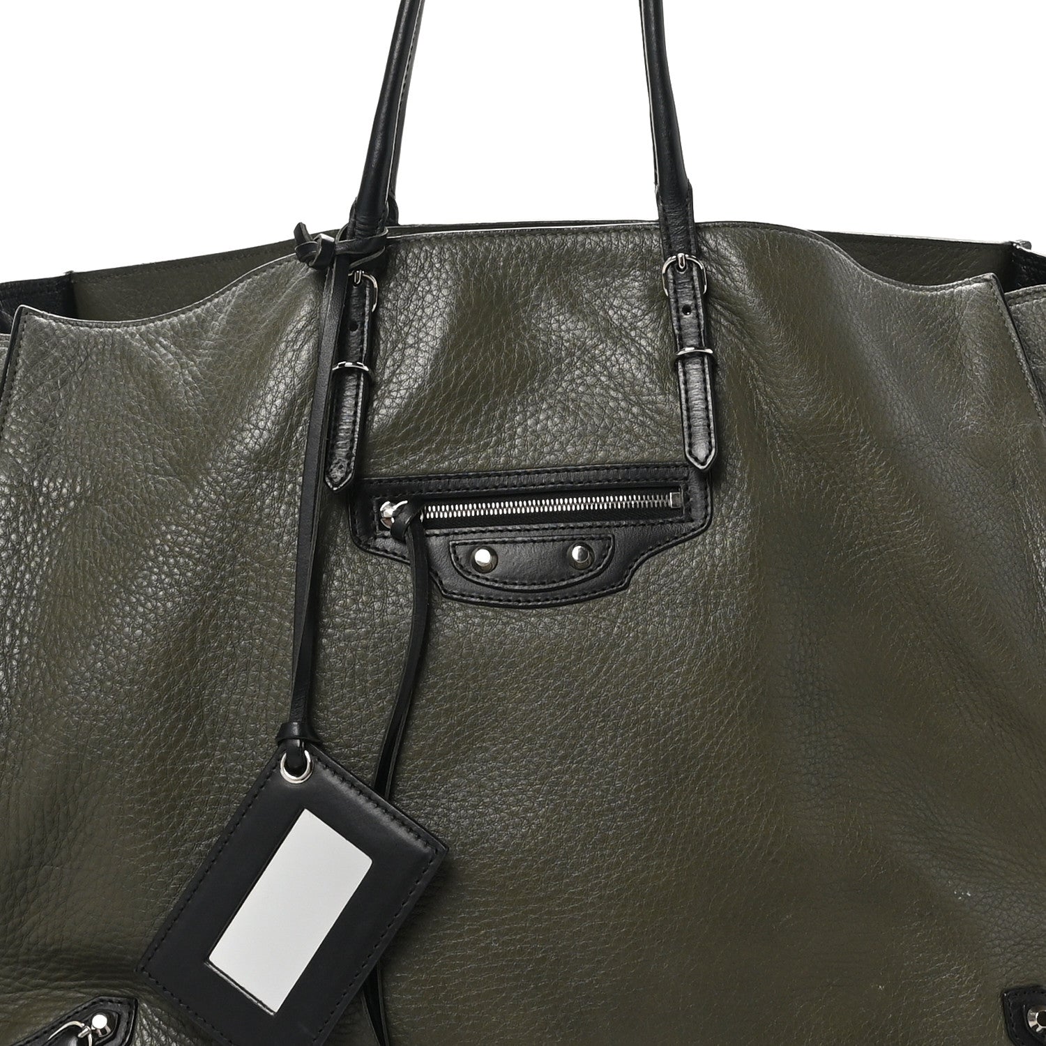 Balenciaga Supple Calfskin Papier A4 Zip Around Tote Green Black 8 of 10