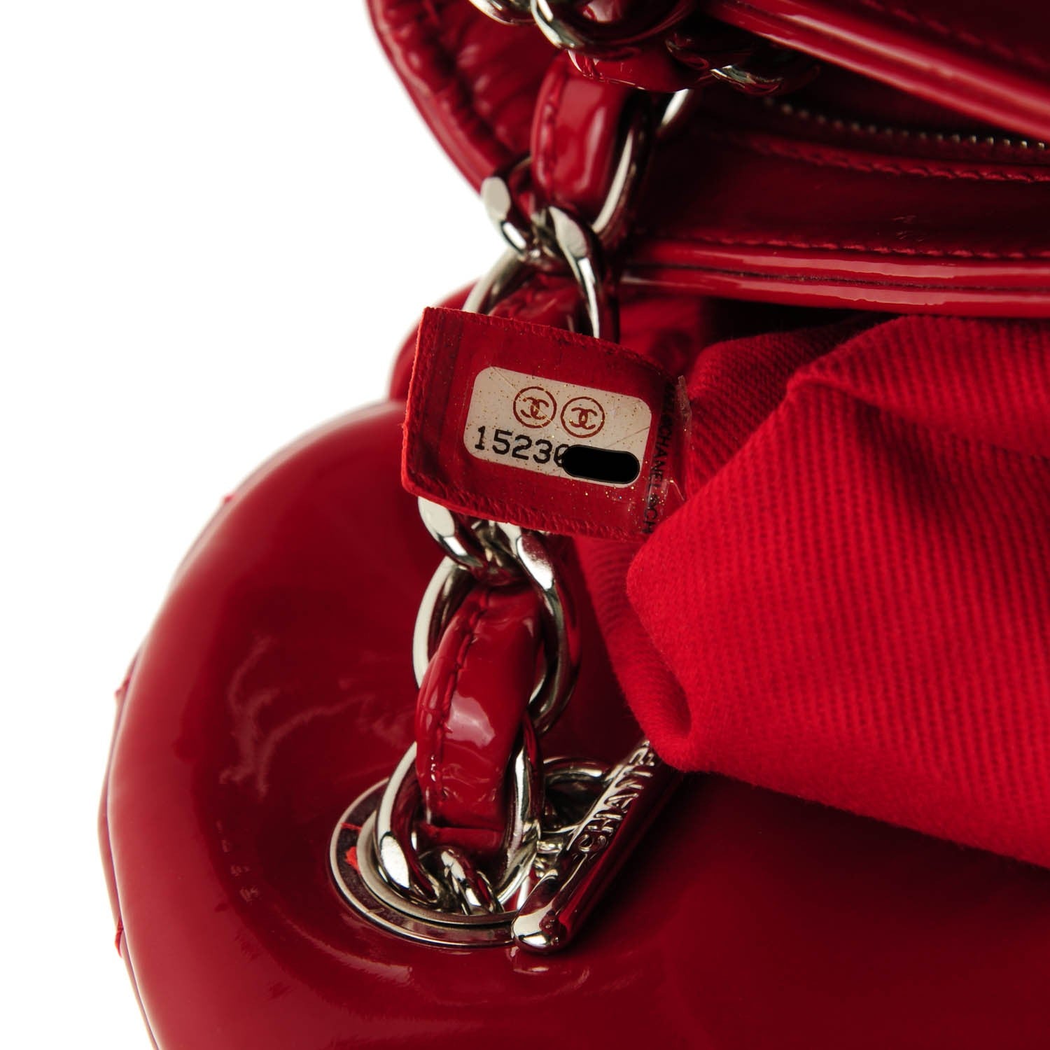 Chanel Patent Quilted Medium Just Mademoiselle Bowling Bag Red 7 of 7