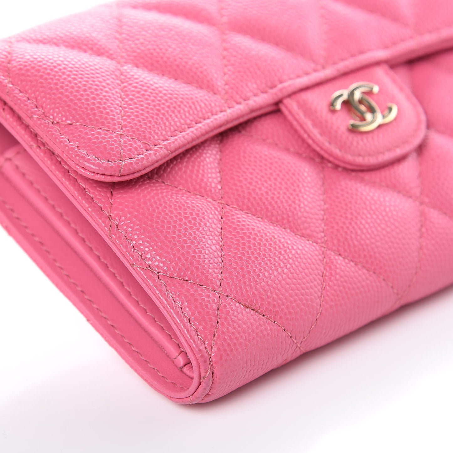 Caviar Quilted Medium Flap Wallet Pink