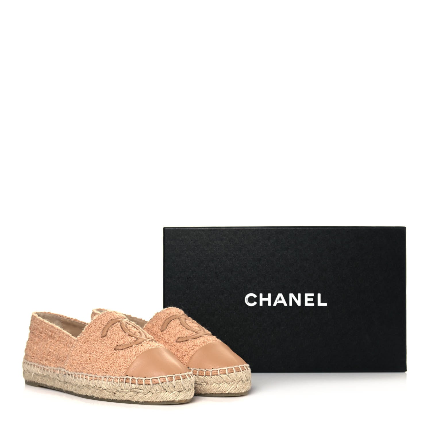 Chanel Tweed Grosgrain CC Espadrilles 37 Beige 9 of 9