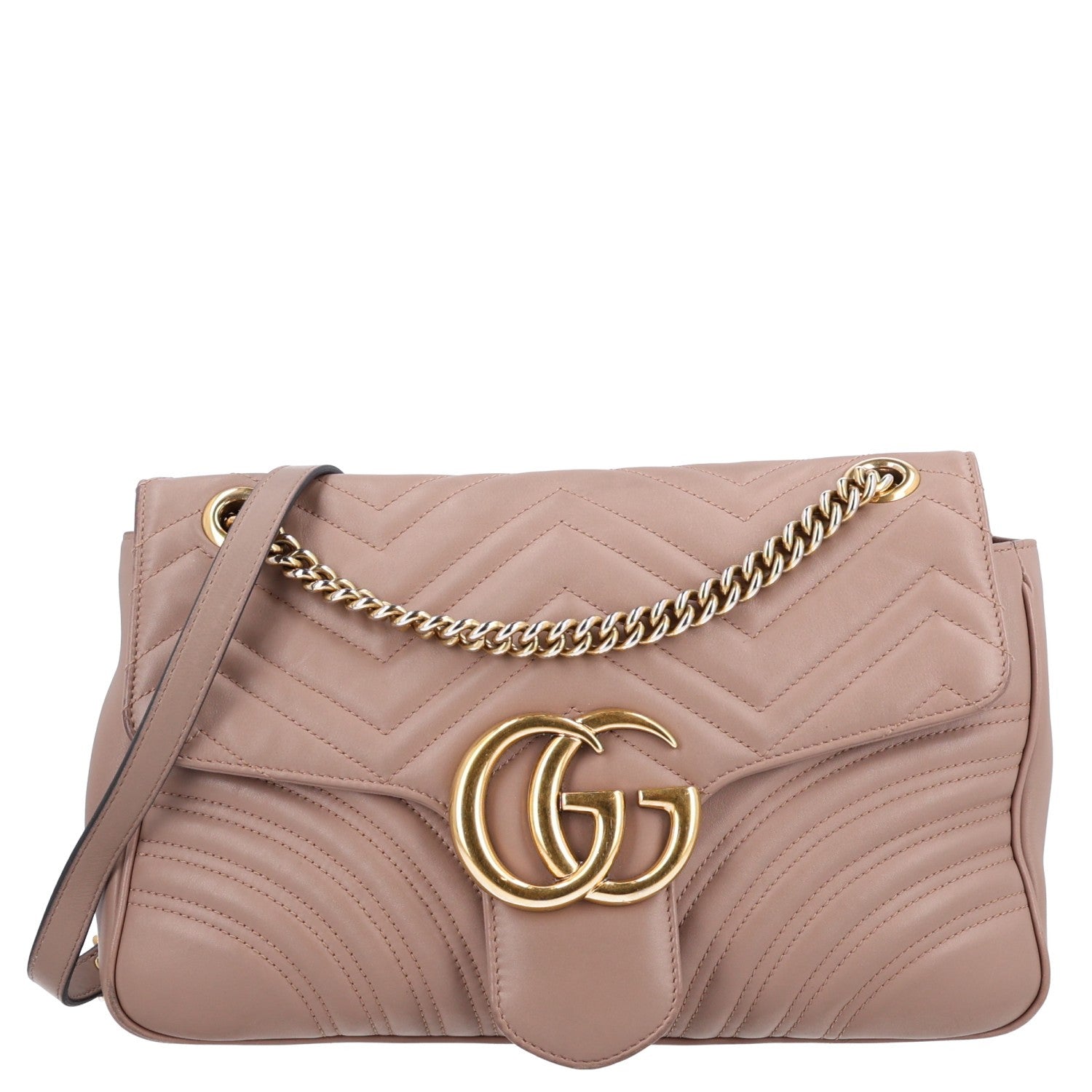 Gucci Calfskin Matelasse Medium GG Marmont Shoulder Bag Porcelain Rose 1 of 10