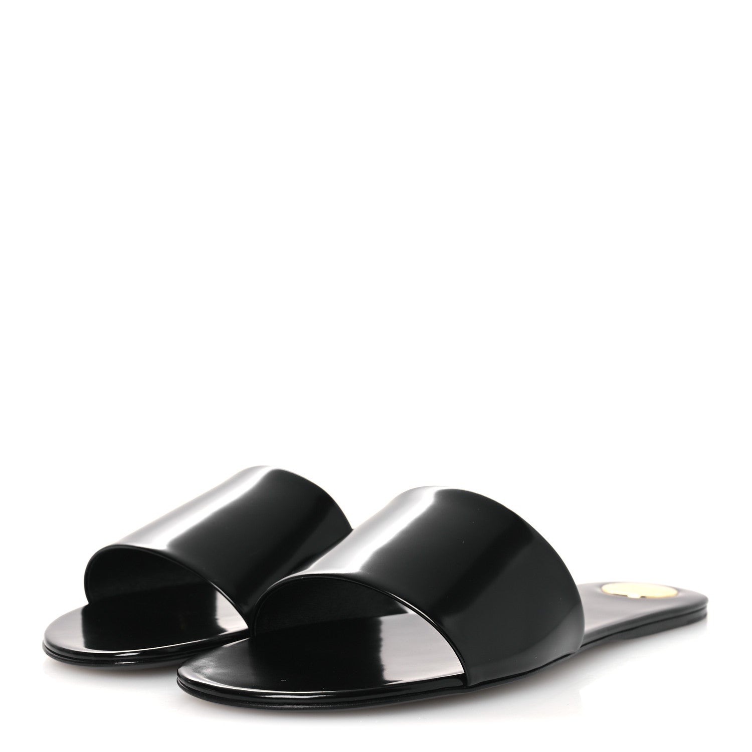 Saint Laurent Patent Calfskin Carlyle Slide Sandals 38.5 Black 4 of 11
