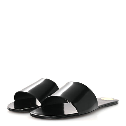 Saint Laurent Patent Calfskin Carlyle Slide Sandals 38.5 Black 4 of 11