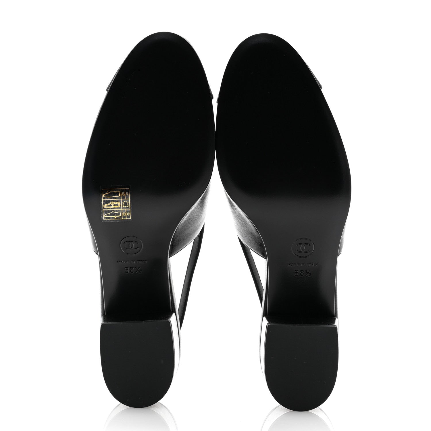 Chanel Goatskin Grosgrain Cap Toe CC Slingback Pumps 38.5 Black 5 of 10