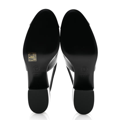 Chanel Goatskin Grosgrain Cap Toe CC Slingback Pumps 38.5 Black 5 of 10