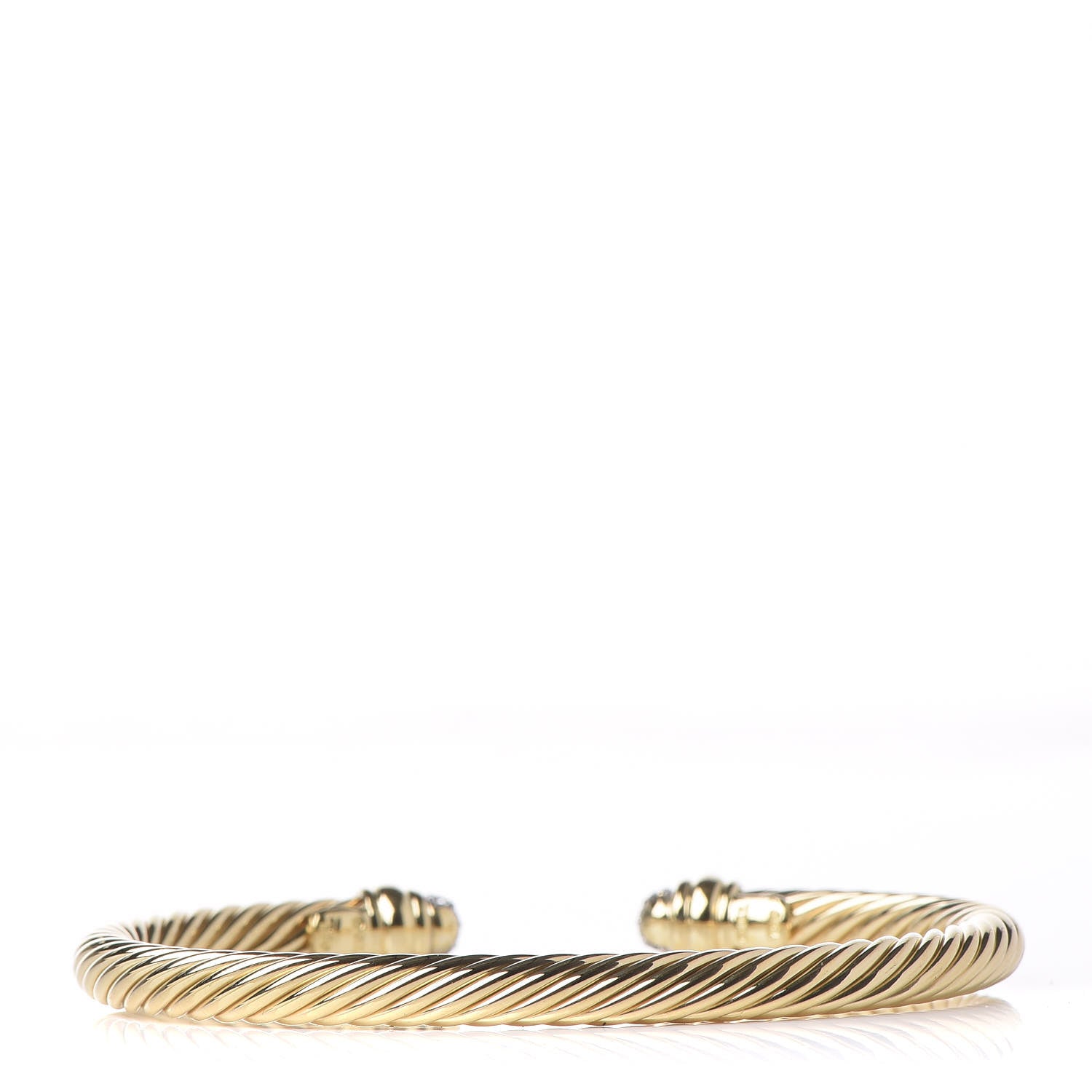 David Yurman 18K Yellow Gold Pave Diamond 5mm Cable Classics Bracelet 3 of 5
