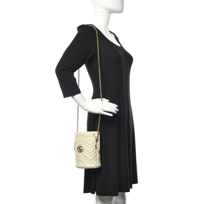 Gucci Calfskin Matelasse Mini GG Marmont 2.0 Bucket Bag White 2 of 11