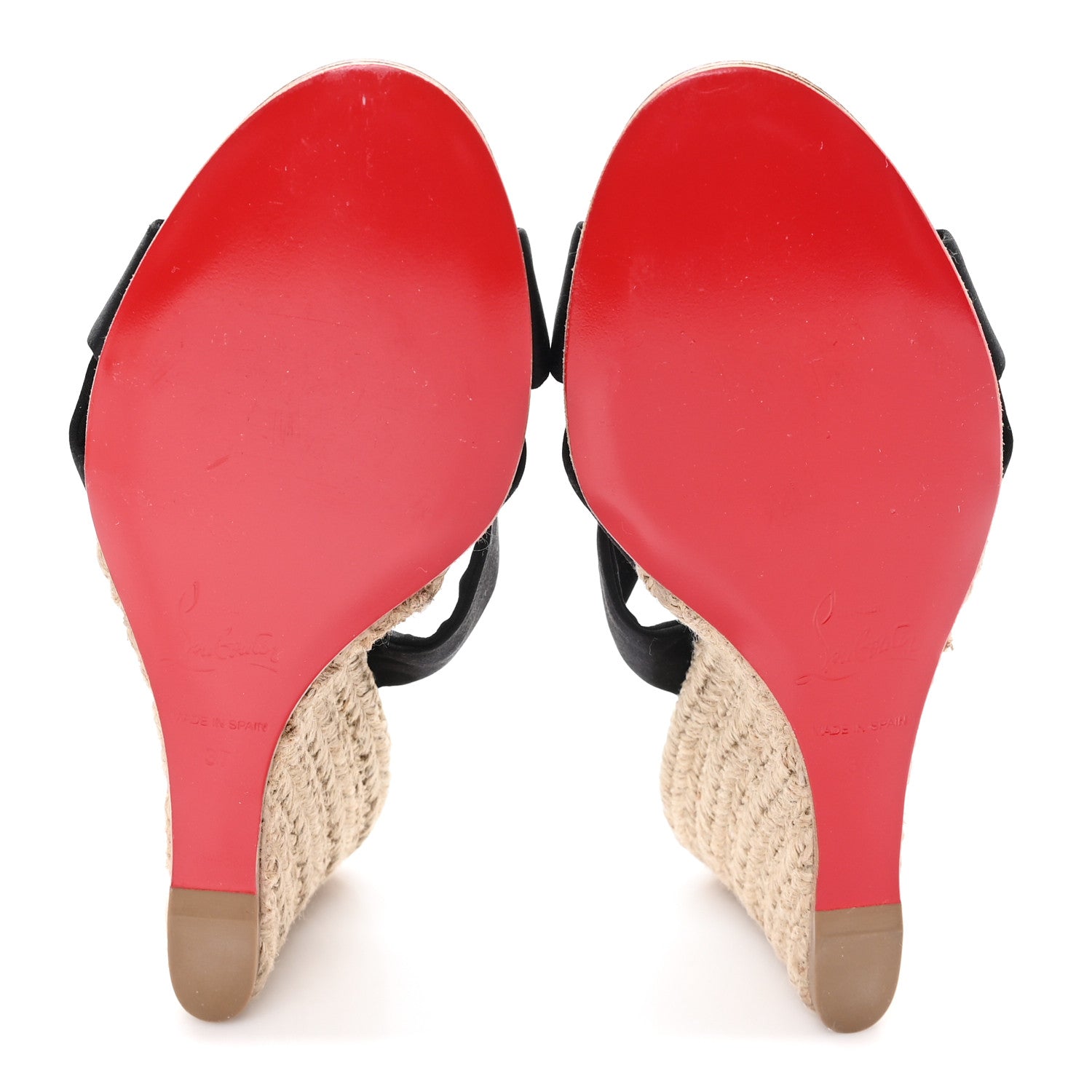 Christian Louboutin Silk Satin Delfin Espadrille Wedges 37 Black 6 of 8
