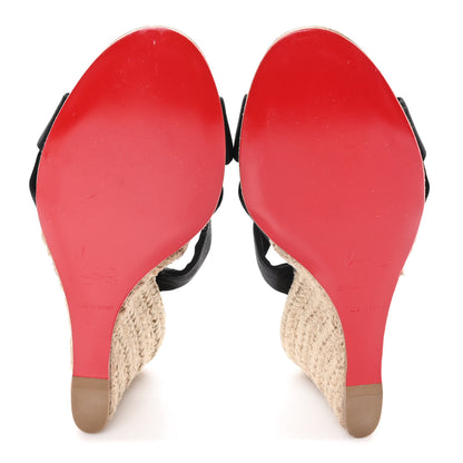 Christian Louboutin Silk Satin Delfin Espadrille Wedges 37 Black 6 of 8