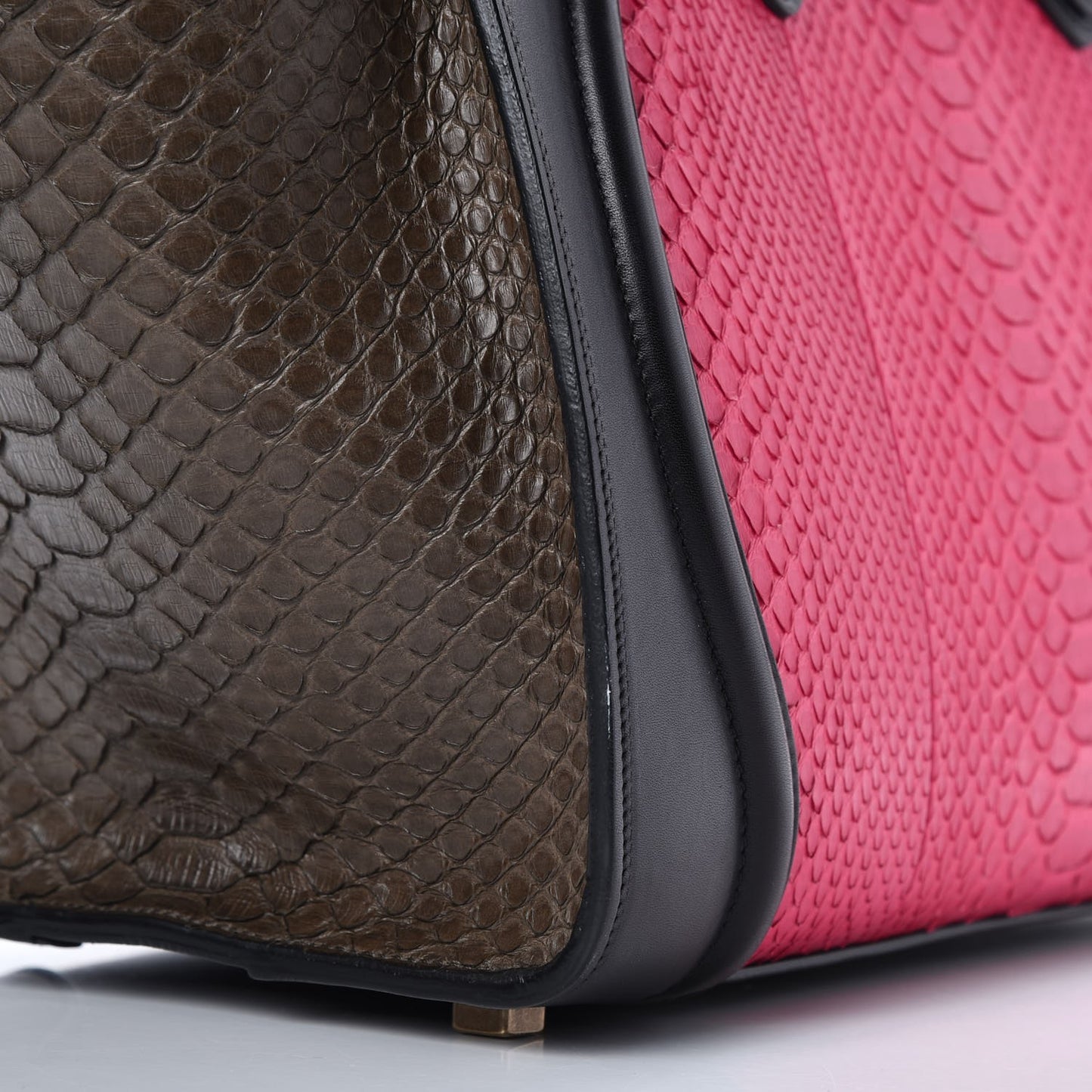 Python Smooth Calfskin Tri-color Mini Luggage Fuchsia